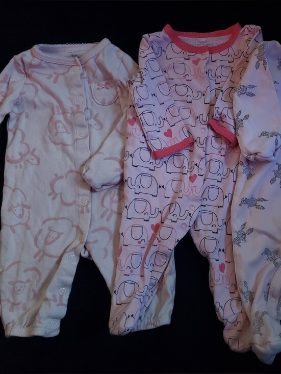 Petit Lem Other - 3-Pack Pink Baby Footed Sleepers - Cute Animal Prints 0-3m